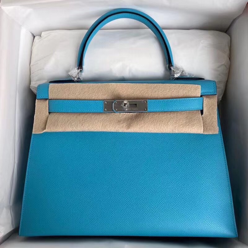 Hermes Kelly 28cm Handbag Shoulder Bag in Blue De Nord Epsom Leather